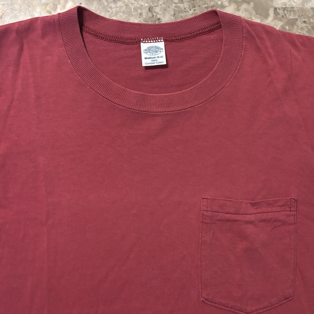 Vintage Towncraft Shirt Mens Medium Berry Pink Selvedge Pocket Combed Cotton